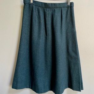 Vintage Pendelton Green Pleated Seam Wool Skirt